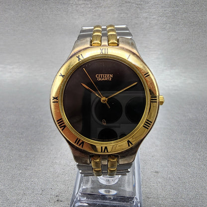 Citizen CQ Watch Men 33mm Black Dial Two Tone Round 5530k04948 New Battery0