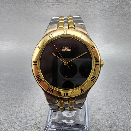 Citizen CQ Watch Men 33mm Black Dial Two Tone Round 5530k04948 New Battery0