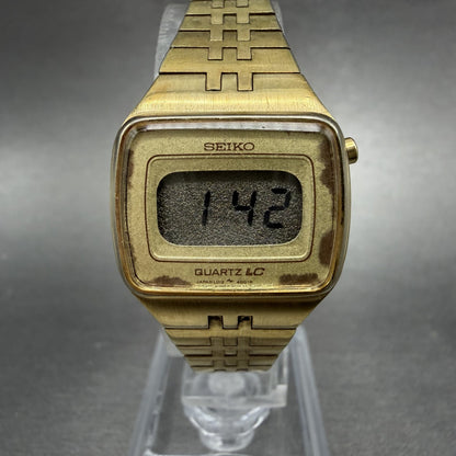 Seiko Digital Watch Women 23mm Gold Tone Month Date L012-4009 New Battery0