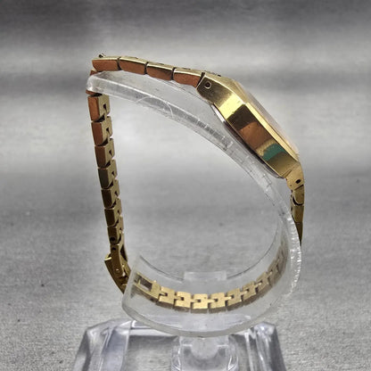 Seiko Watch Women 17mm Gold Dial Gold Tone Hexagon 1400-5319 New Battery Vintage8