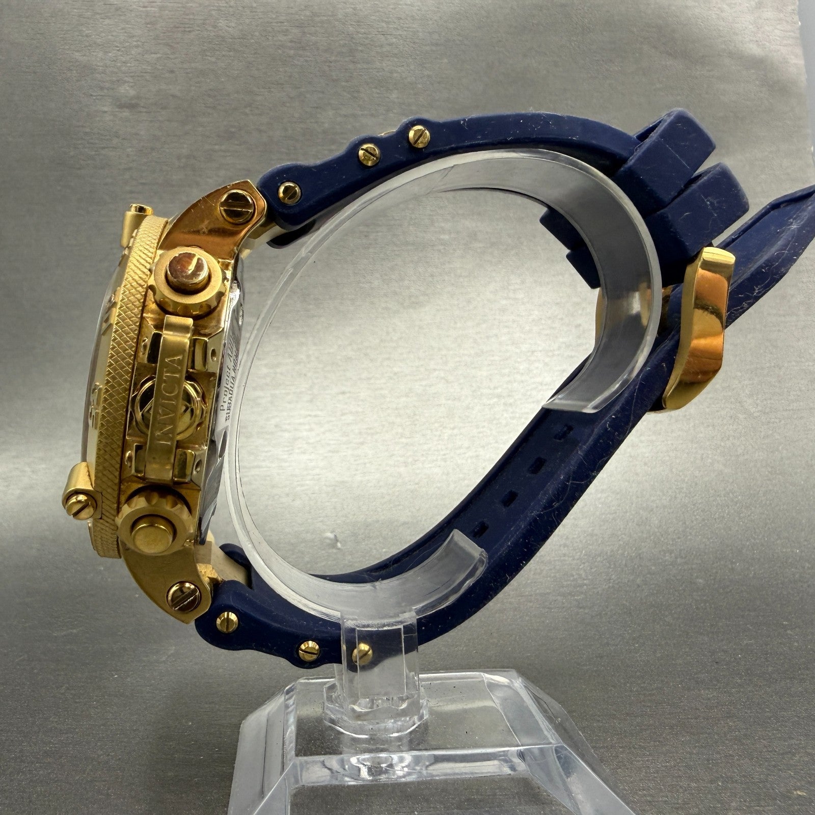 Invicta Sub Aqua Triple Calendar Watch Men 50mm Blue Dial Gold Tone 5698 PARTS7
