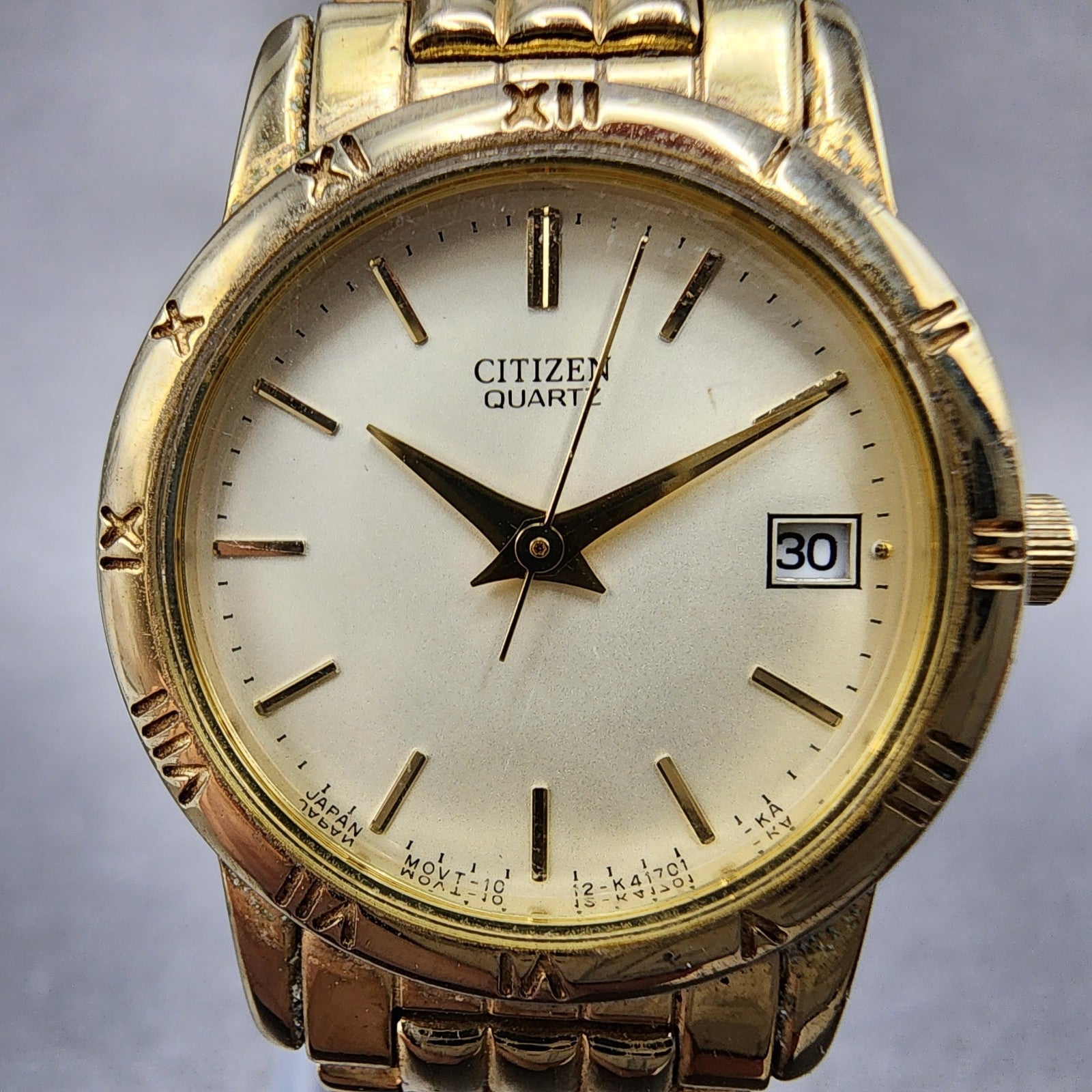 Citizen Watch Women 24mm Cream Dial Gold Tone Date Round 1012K13131 New Battery1