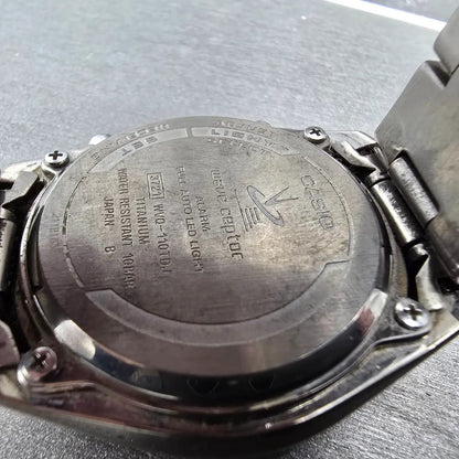 Casio WVQ-110TDJ Watch Men 40mm Blue Dial Titanium Alarm Chrono Waveceptor PARTS11