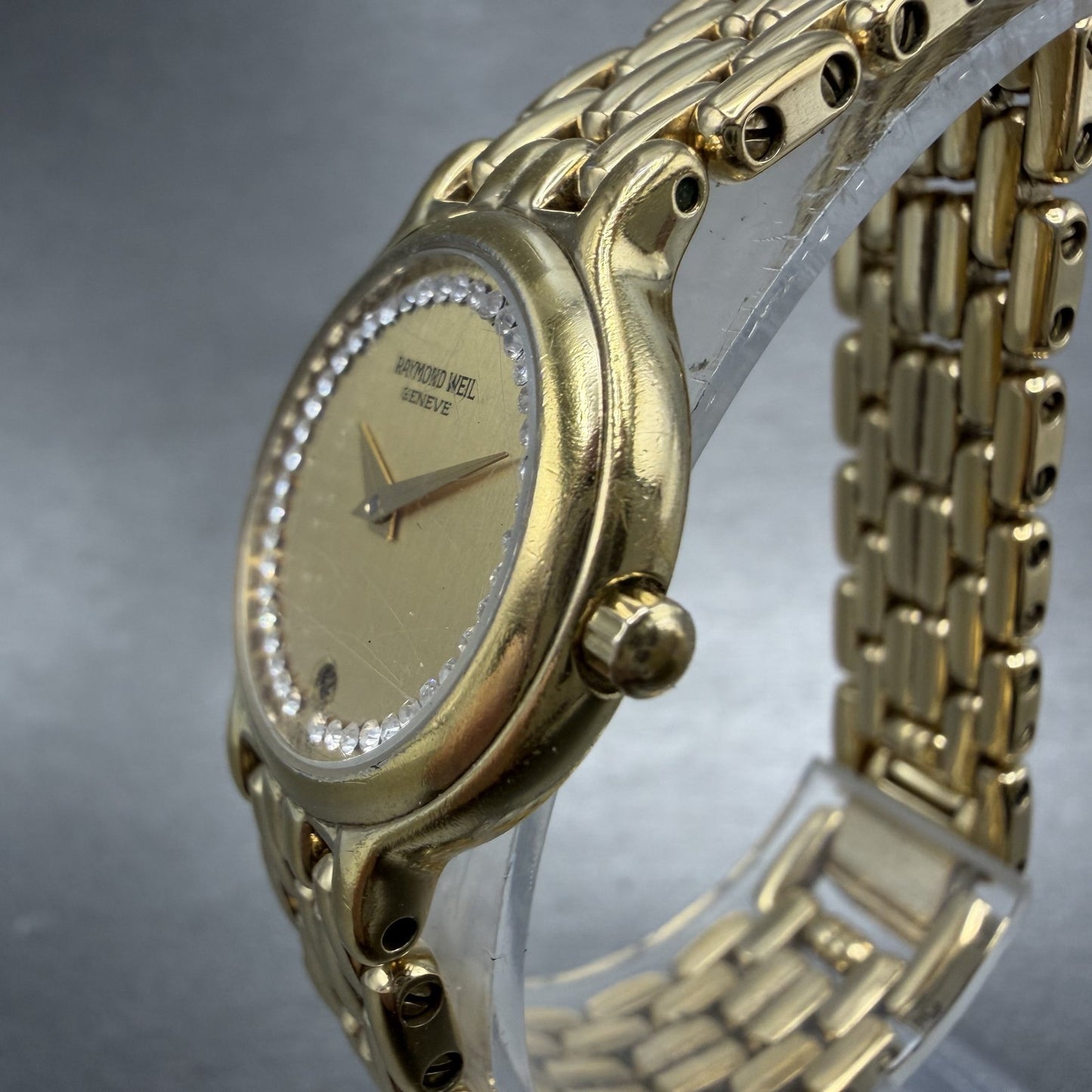 Raymond Weil Watch Women 24mm Champagne Dial Gold Plated Date Round 9946 New Bat2
