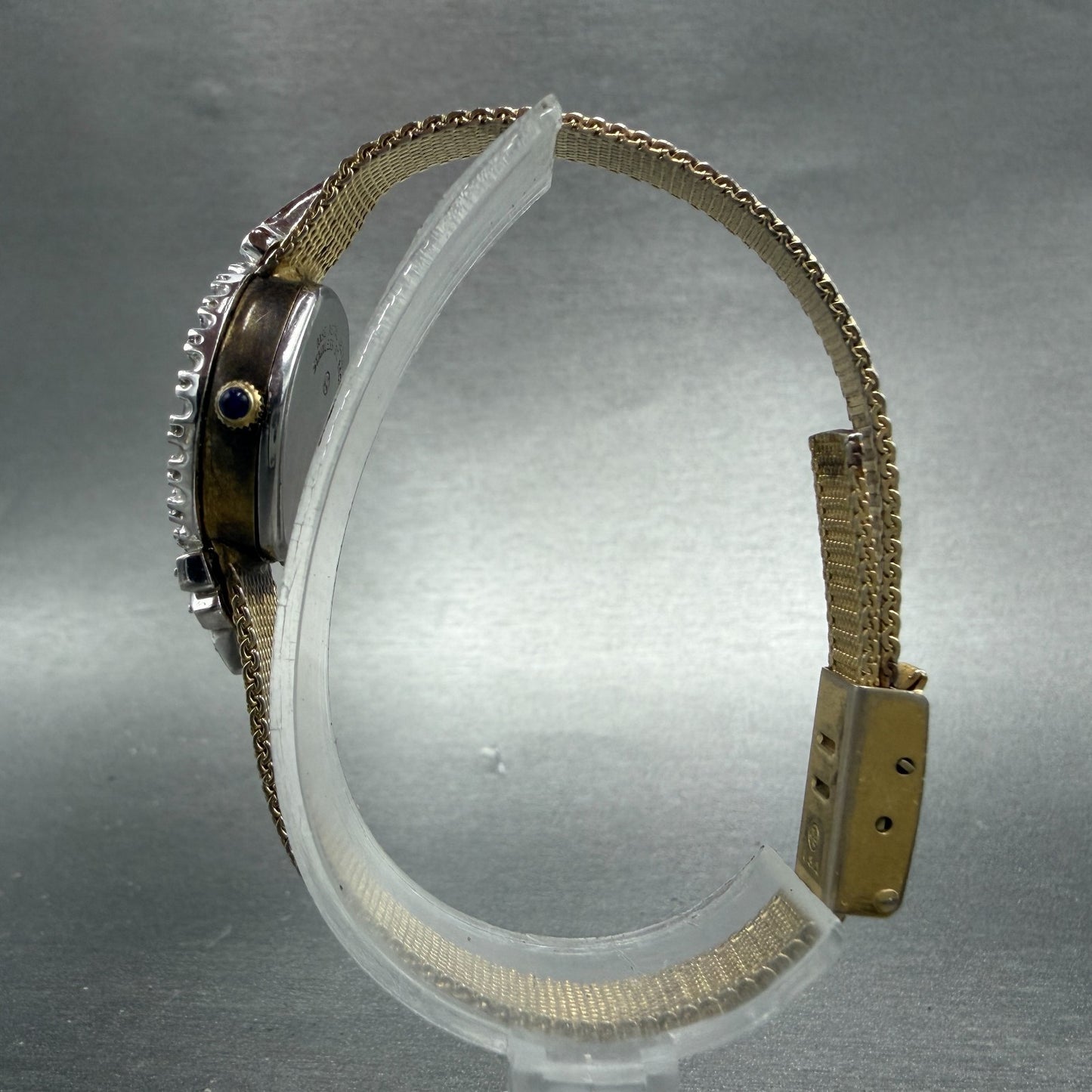 Lucien Piccard Dufonte Watch Women 17mm Champagne Dial Gold Diamond Bezel NewBat6