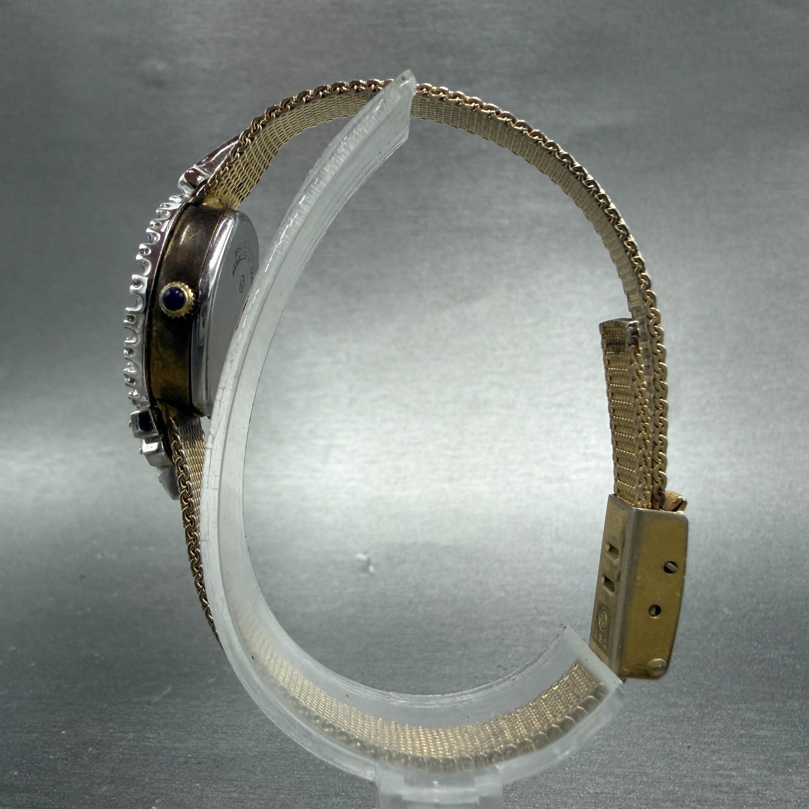 Lucien Piccard Dufonte Watch Women 17mm Champagne Dial Gold Diamond Bezel NewBat6