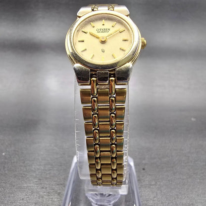 Citizen CQ Watch Women 20mm Champagne Dial Gold Tone Round 3220-K02791 New Batt5