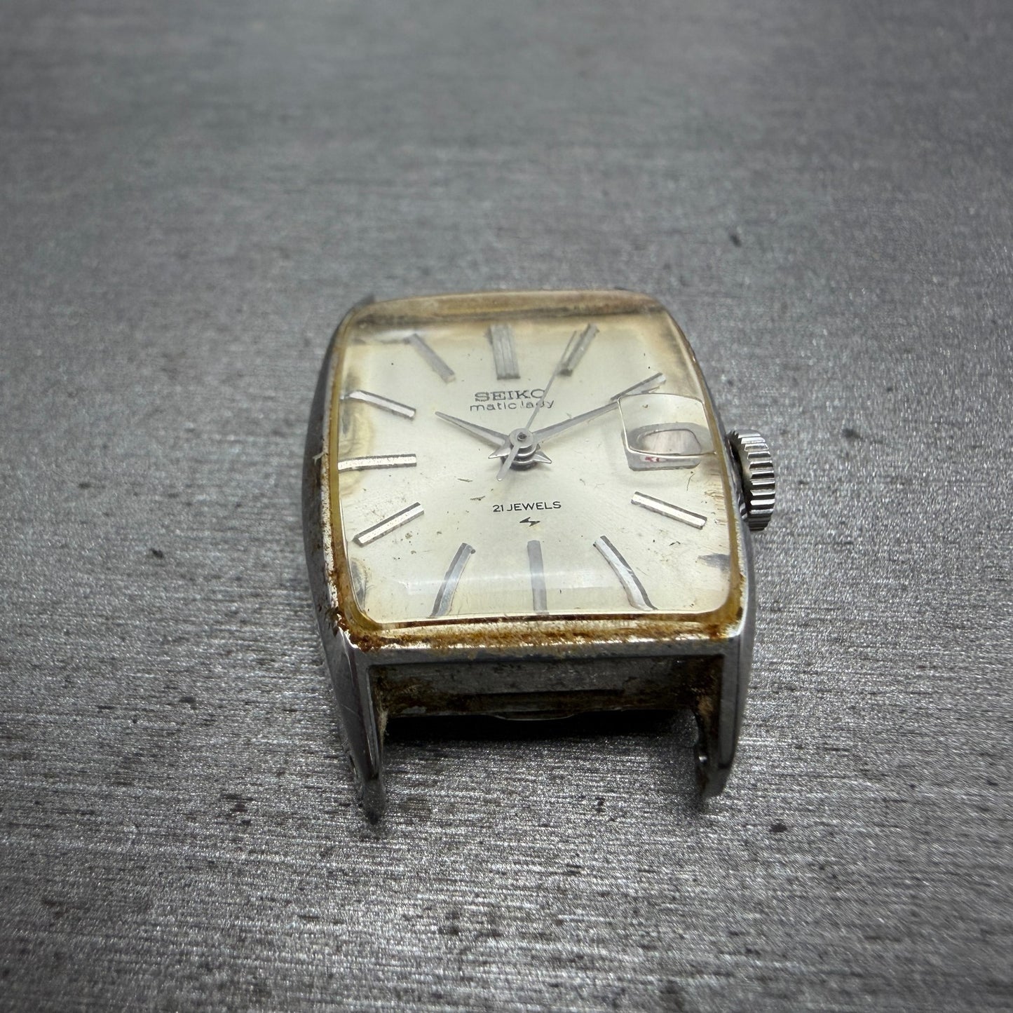 Seiko Matic Lady Watch Women 20mm Silver Dial Silver Tone Date 2517-3211 Runs2