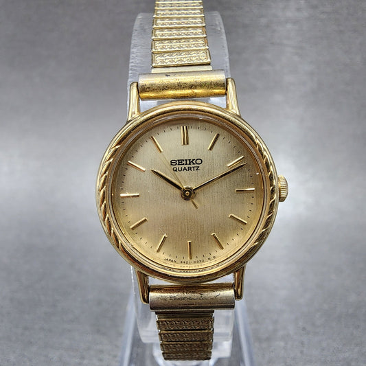 Seiko Watch Women 23mm Champagne Dial Gold Tone Round 54210060 New Battery0