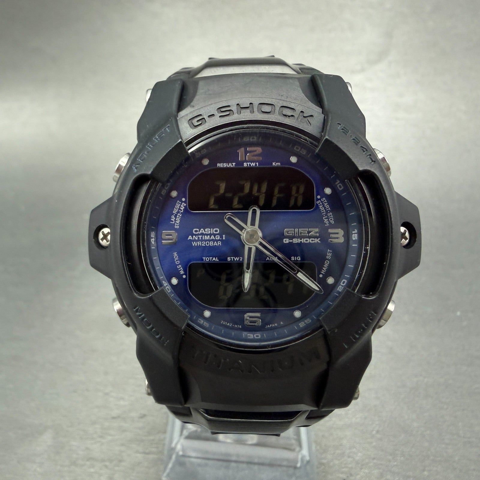 Casio G-Shock GS-300 Watch Men 47mm Blue Dial Black Analog Digital GIEZ New Batt0