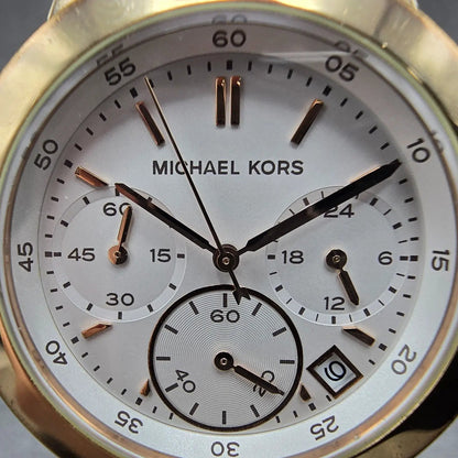 Michael Kors Chronograph Watch Women 38mm White Dial Rose Gold Tone New Battery2