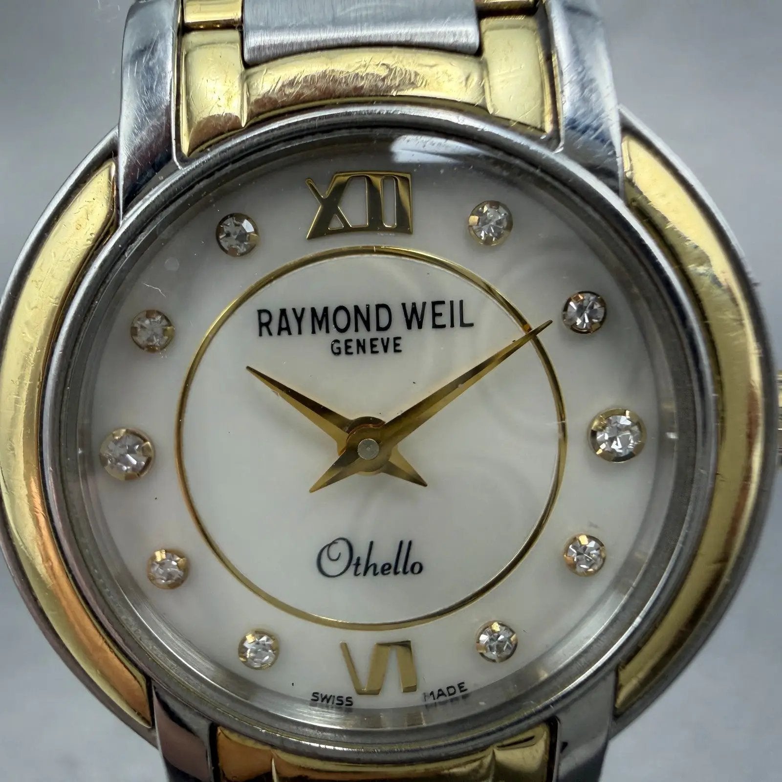 Raymond Weil Othello Watch Women 25mm MOP Dial Two Tone Diamonds  2320 New Batt1