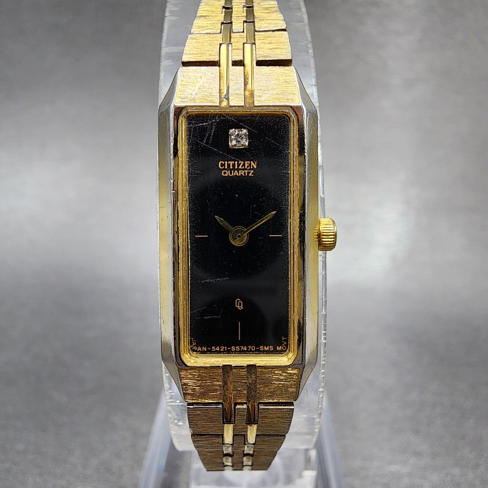 Citizen Tank Watch Women 13mm Black Dial Black Tone Rectangle New Battery0