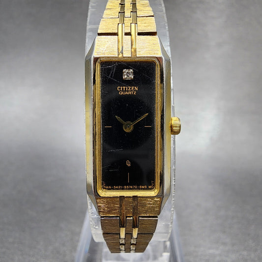 Citizen Tank Watch Women 13mm Black Dial Black Tone Rectangle New Battery0