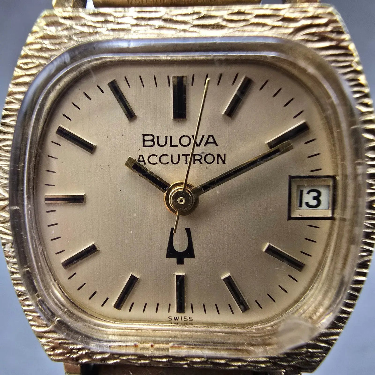 Bulova Accutron Watch Women 23mm Gold Dial 10K Gold Plated Rectangle New Battery1