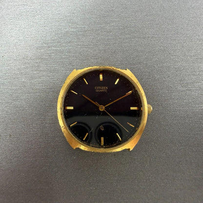 Citizen CQ Watch 32mm Black Dial Gold Tone Round PARTS!! 4031-S05448 New Battery0