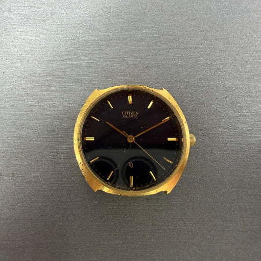 Citizen CQ Watch 32mm Black Dial Gold Tone Round PARTS!! 4031-S05448 New Battery0