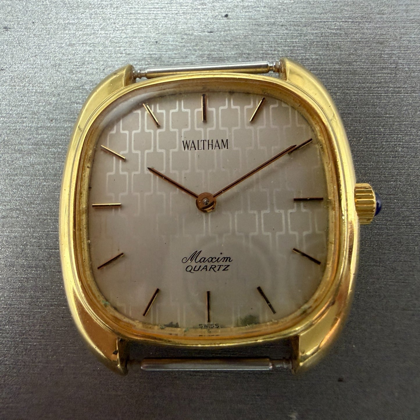 Waltham Maxim Watch Men 32mm Silver Dial Gold Plated Rectangle 2101020 PARTS2