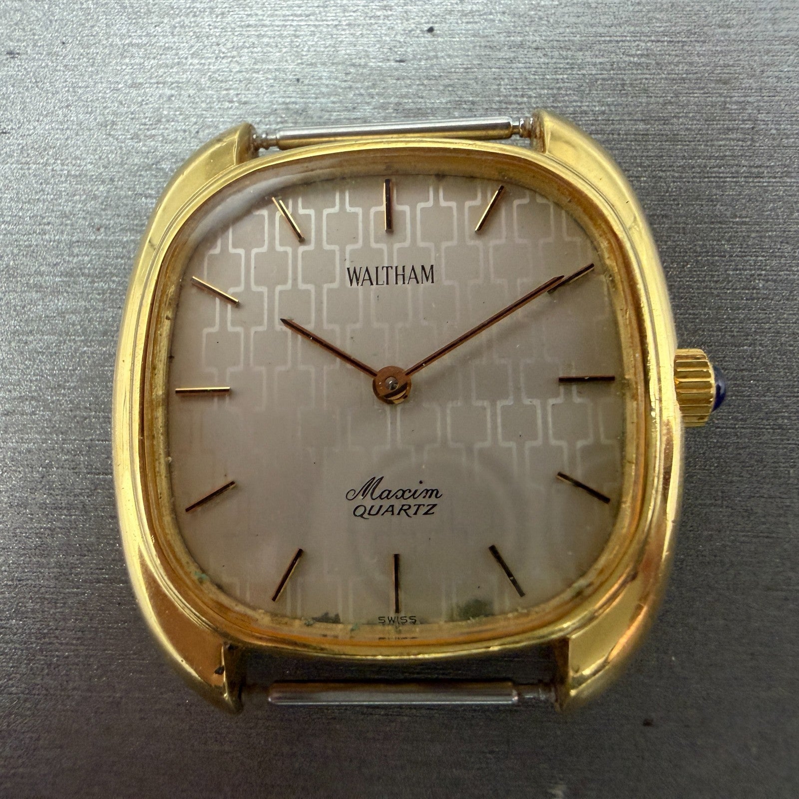 Waltham Maxim Watch Men 32mm Silver Dial Gold Plated Rectangle 2101020 PARTS2
