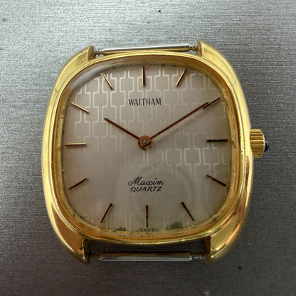 Waltham Maxim Watch Men 32mm Silver Dial Gold Plated Rectangle 2101020 PARTS2