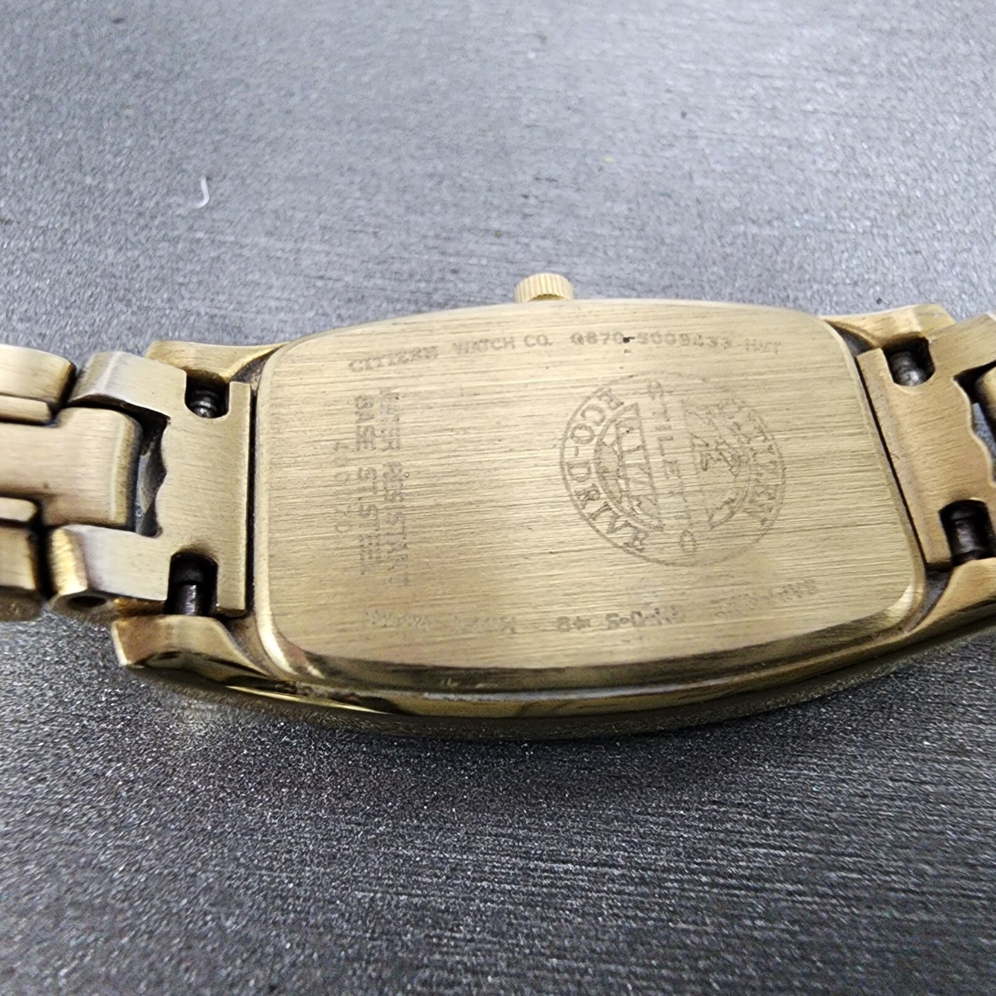 Citizen EcoDrive Stiletto Watch Women 18mm MOP Dial Gold Tone G670S008433 Runs9