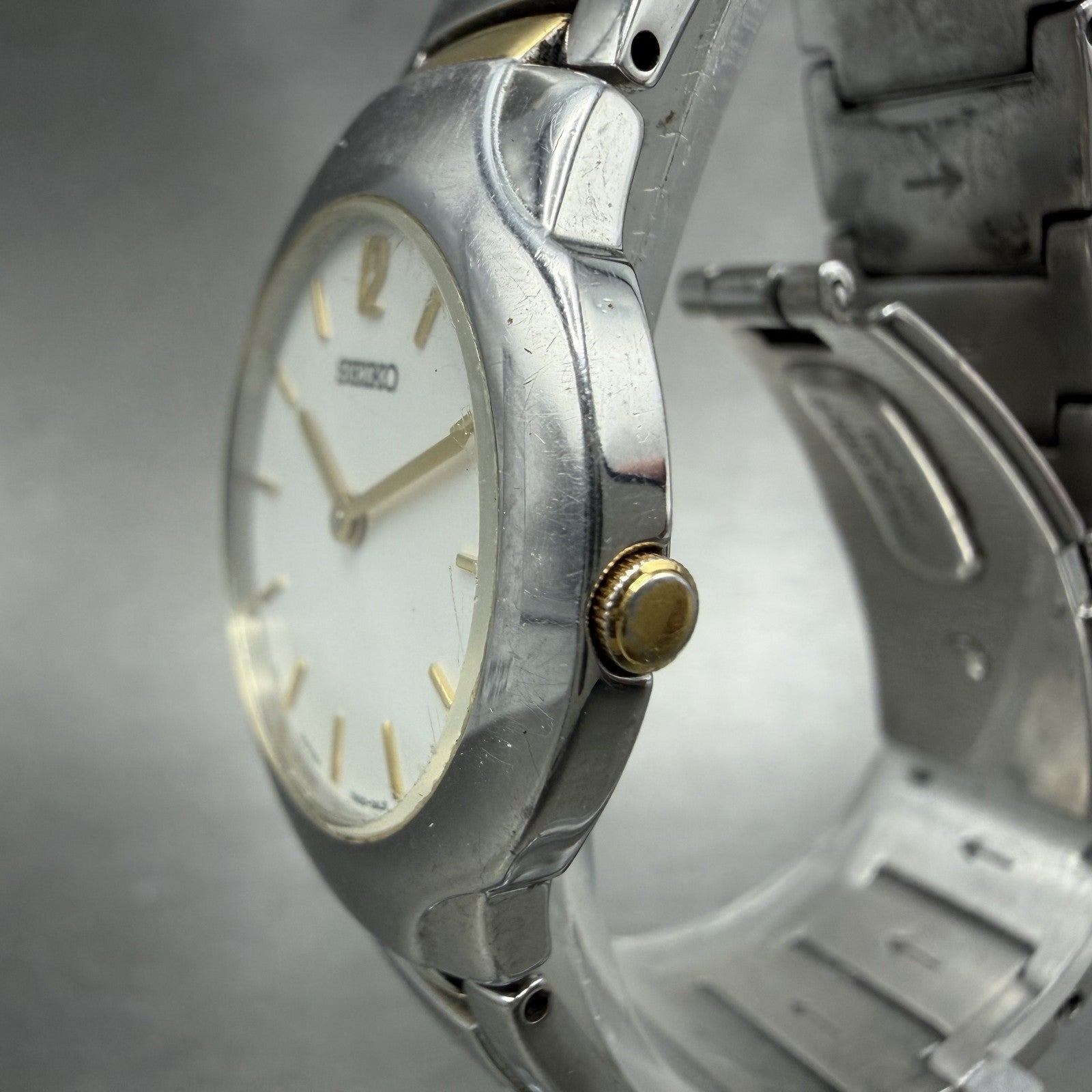 Seiko Watch Women 27mm White Dial Two Tone Round 7N00-0AD0 New Battery2