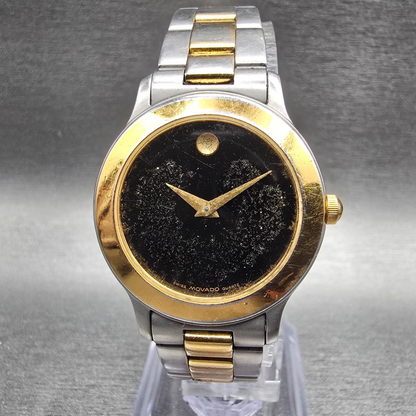 Movado Museum  junior sport Watch Women 28mm Black Dial Two Tone Round New Batt0
