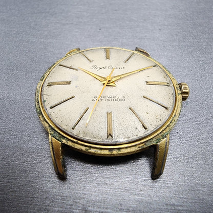 Royal Orient Watch Men 36mm Cream Dial Gold Filled Manual Wind Runs NO CRYSTAL2