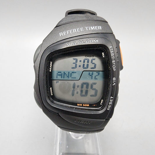 Casio Refree Timer Watch Men 39mm Digital Black PHYS Alarm Chrono New Battery