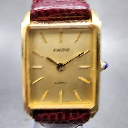 Rado Tank Watch Women 18mm Gold Dial Gold Tone Rectangle 133.9555.2 New BatteryA1