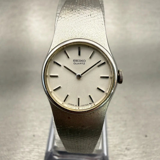 Seiko Watch Women 19mm Silver Dial Silver Tone Round 16-0079 Vintage New Battery0