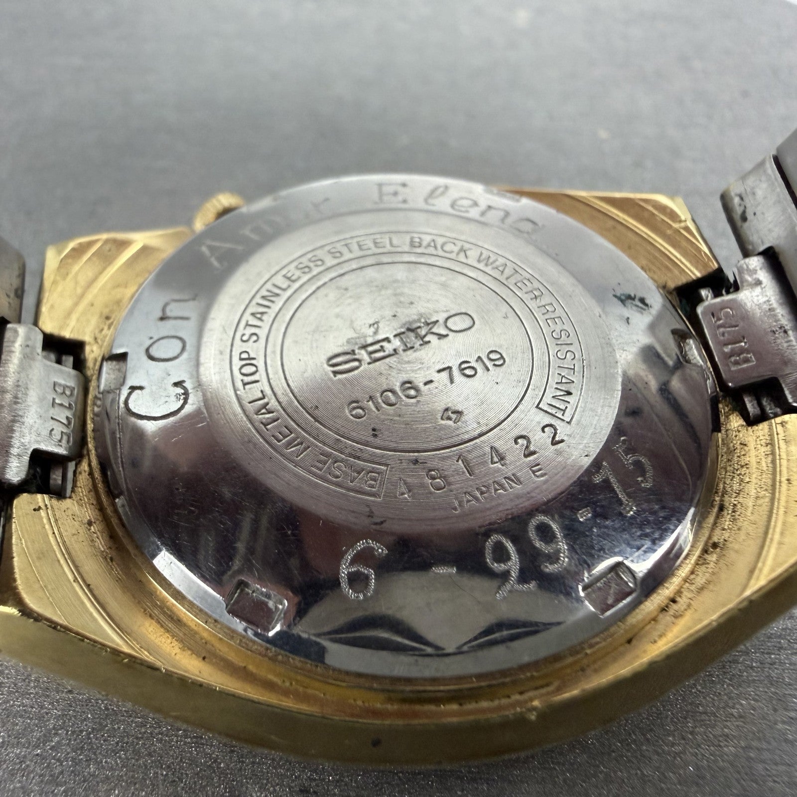 Seiko DX Automatic Watch Men 37mm Brown Dial Gold Tone Daydate 6106-7619 Runs9