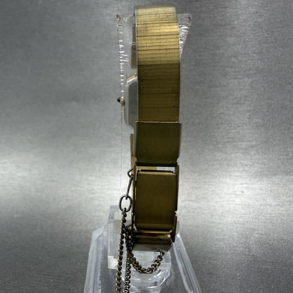 Seiko Watch Women 13mm Gold Dial Gold Tone Hexagon 2E20-6459 Diamonds New Batt7