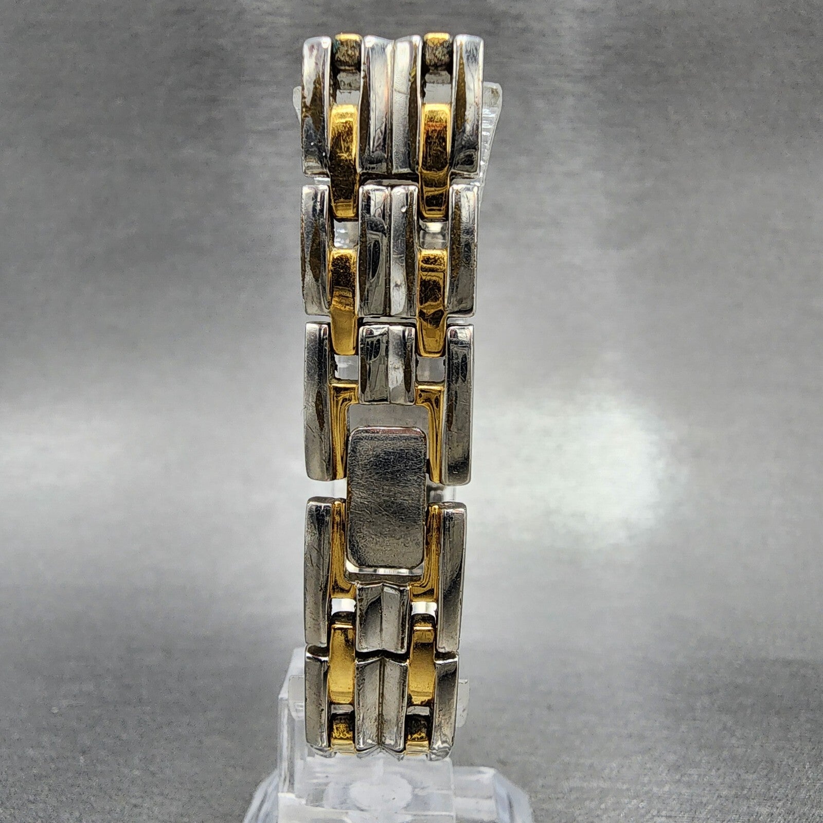 Seiko Tank Watch Women 15mm Cream Dial Two Tone Rectangle 4N007089 New Battery7