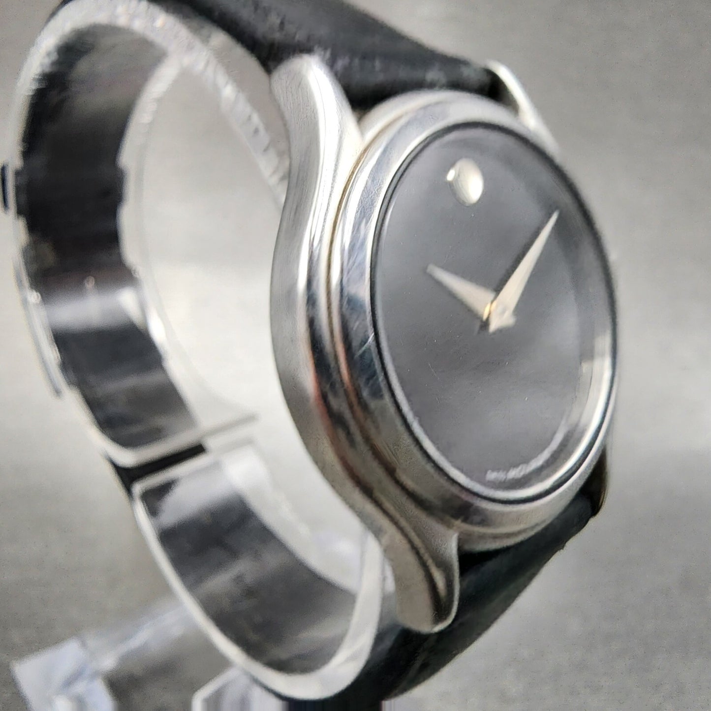 Movado Museum Watch Women 28mm Black Dial Steel Round New Battery 84E408233