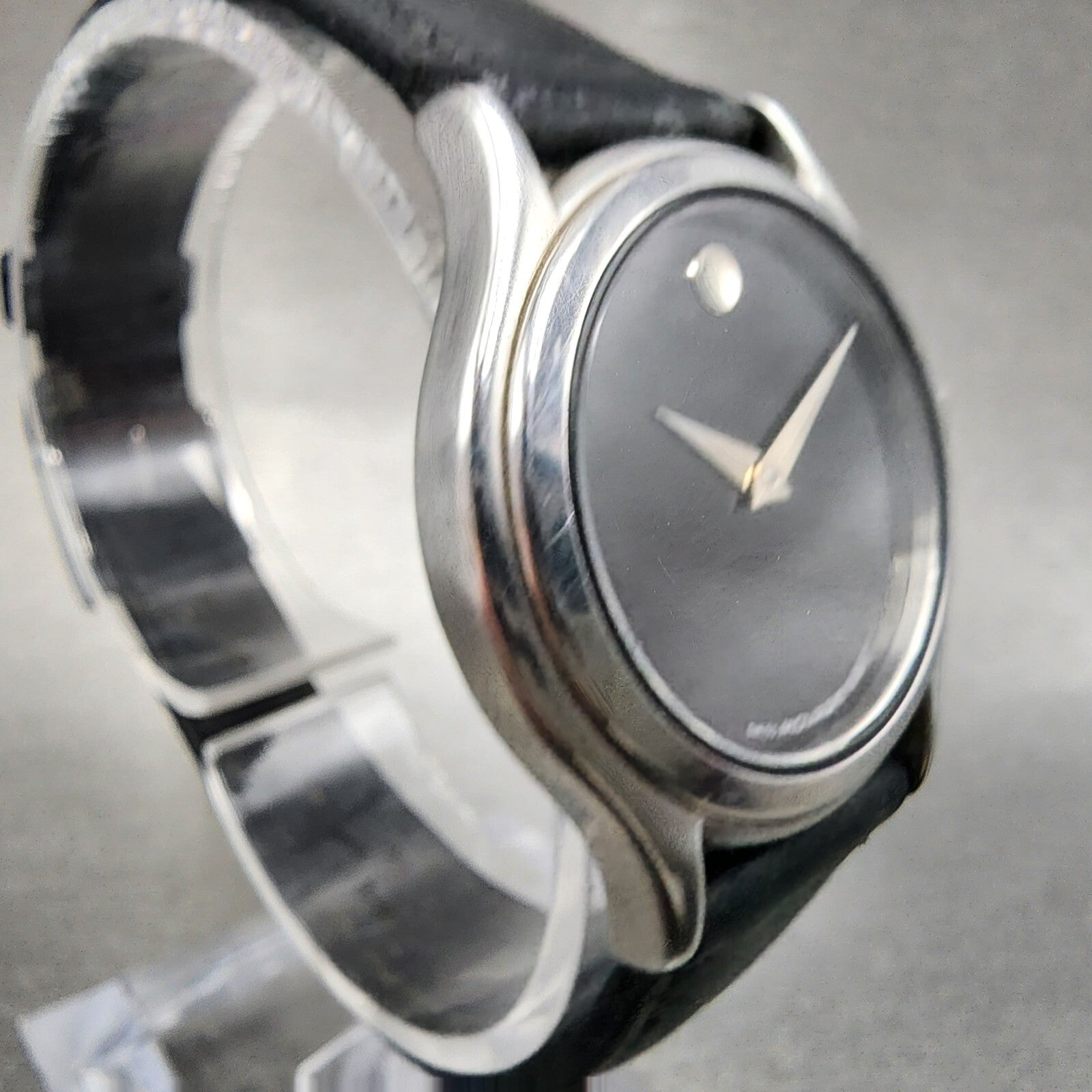Movado Museum Watch Women 28mm Black Dial Steel Round New Battery 84E408233