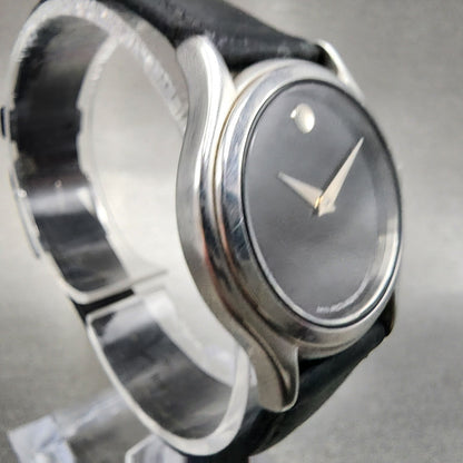 Movado Museum Watch Women 28mm Black Dial Steel Round New Battery 84E408233