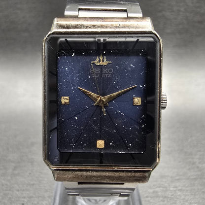 Seiko Watch Men 24mm Blue Dial Two Tone Rectangle 8Y21-5090 New Battery VTG0