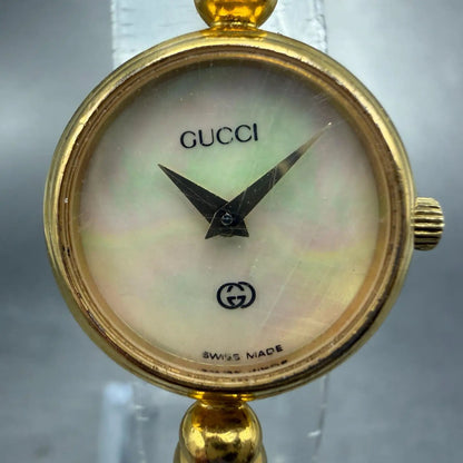 Gucci Watch Women 20mm MOP Dial Gold Plated Round Vintage 2700L New Battery1