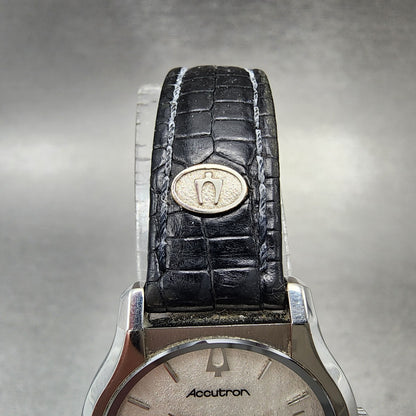 Bulova Accutron Watch Women 25mm White Dial Steel Round 26L01 New Battery