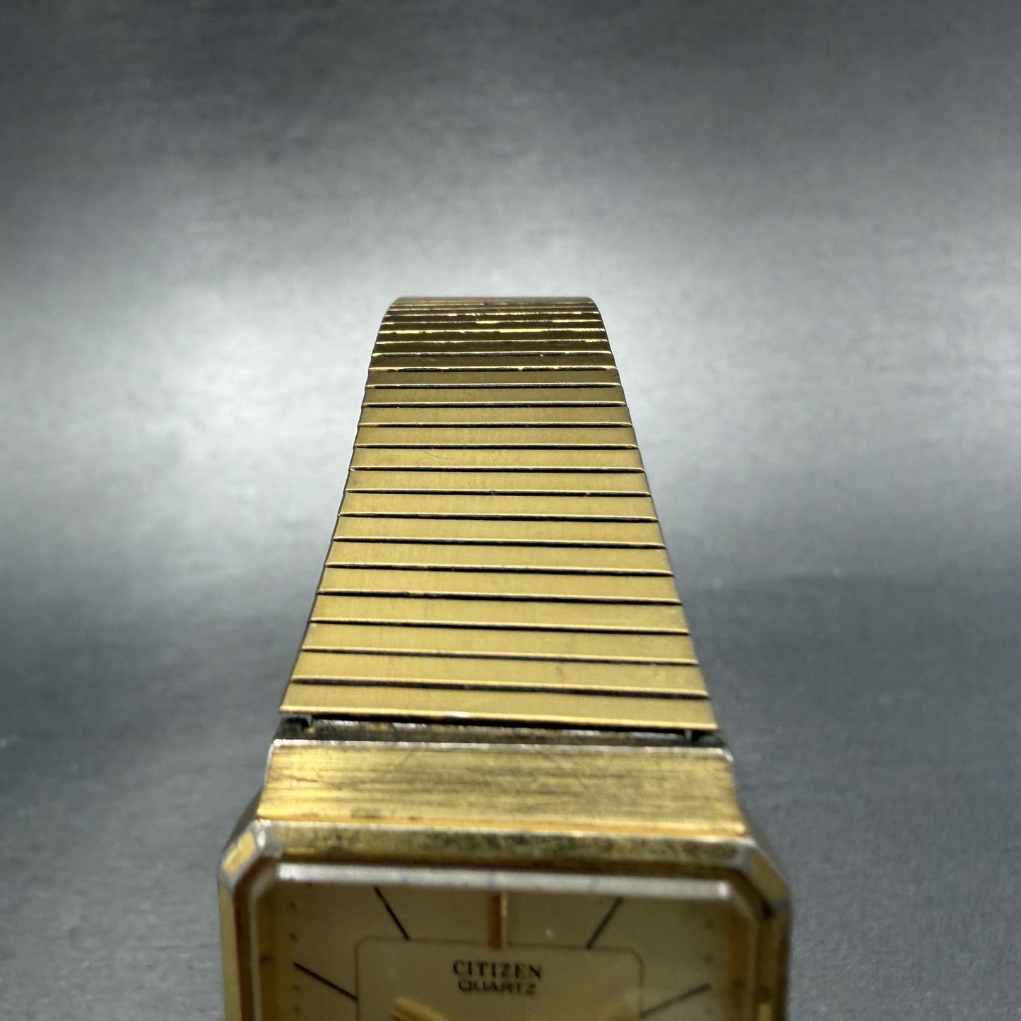 Citizen Tank Watch Men 25mm Champagne Dial Gold Tone 4031-892658 New Battery abs4