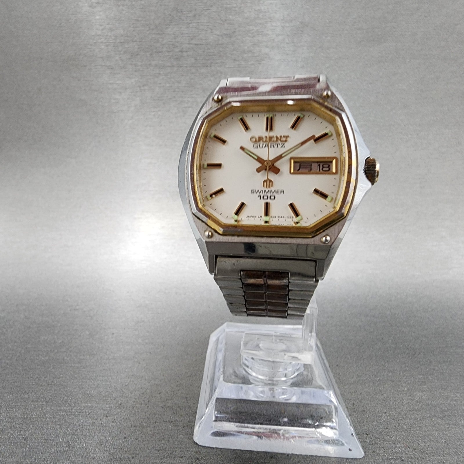 Orient Swimmer 100 Watch men 36mm White Dial Two Tone Daydate  PARTS6