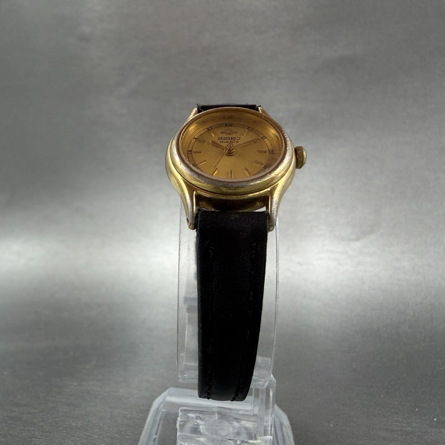 Seiko Watch Women 21mm Champagne Dial Gold Tone Round V401-0920 New Battery VTG5