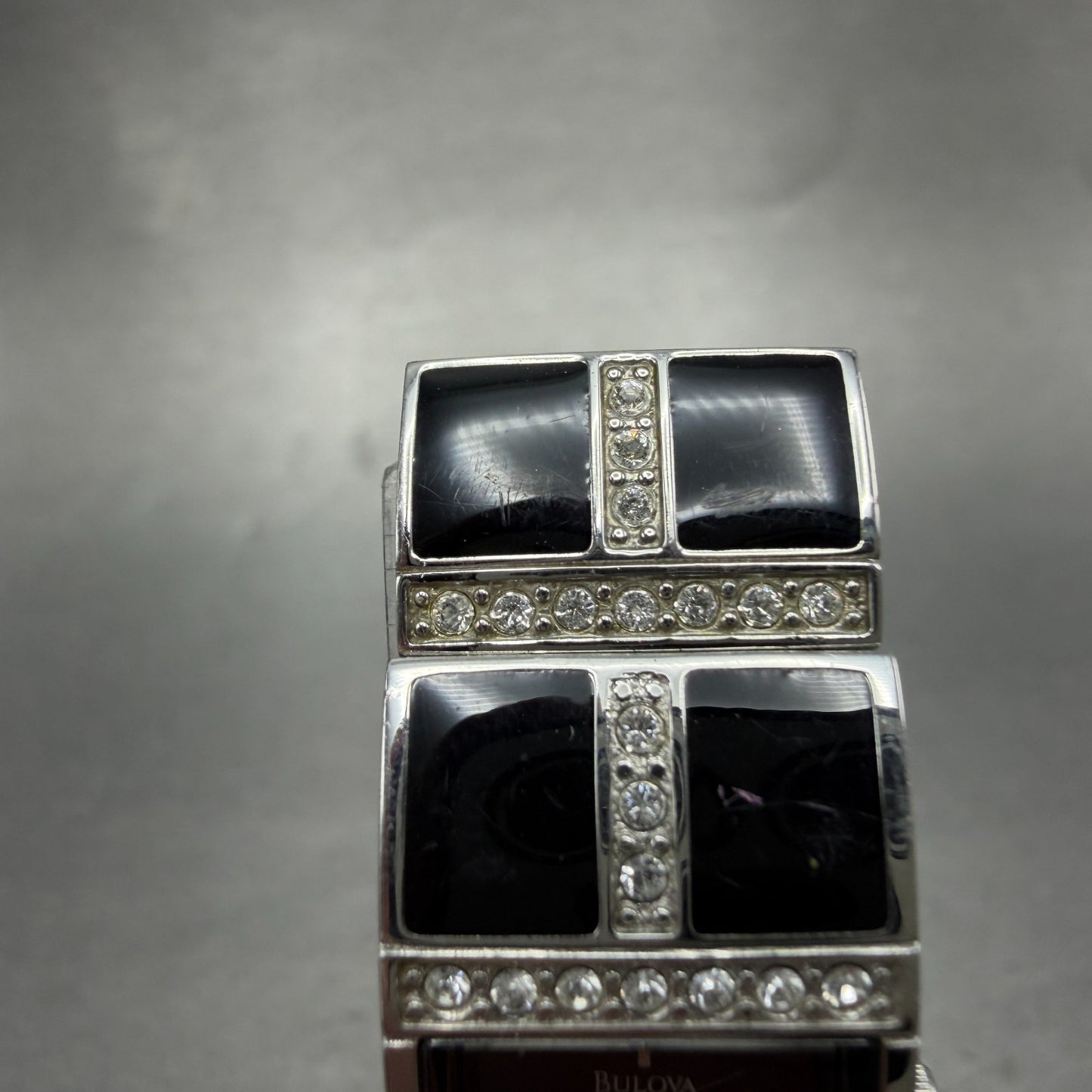 Bulova Tank Watch Women 17mm Black Dial Black & Silver Tone 98L109 New Battery4
