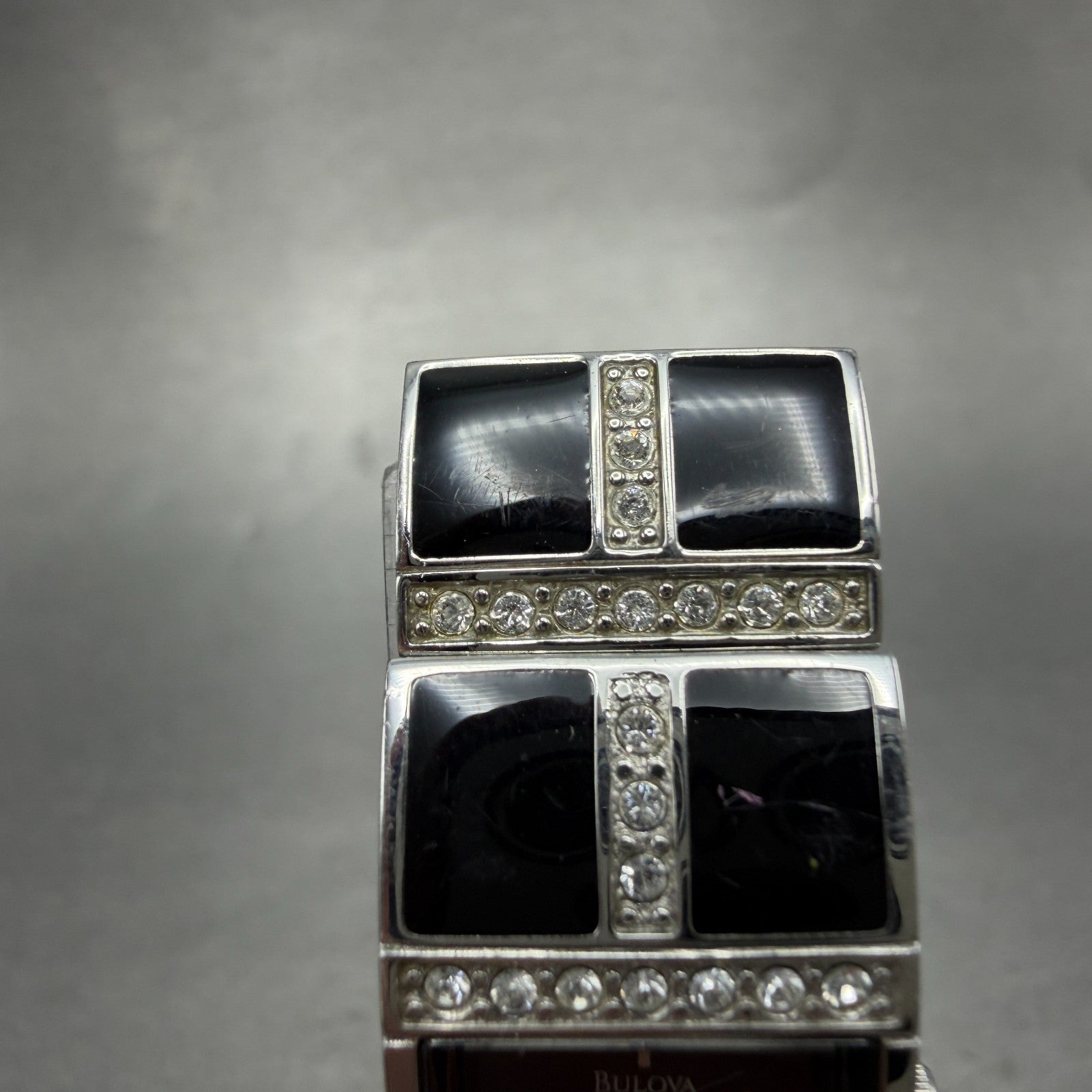 Bulova Tank Watch Women 17mm Black Dial Black & Silver Tone 98L109 New Battery4