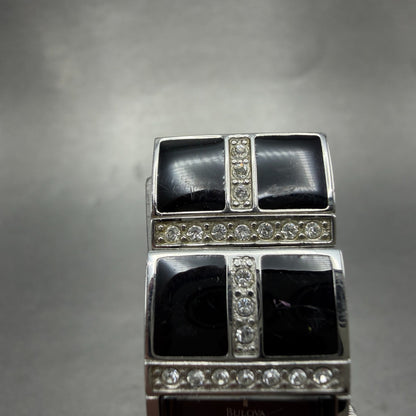 Bulova Tank Watch Women 17mm Black Dial Black & Silver Tone 98L109 New Battery4