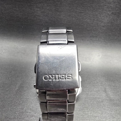 Seiko Coutura Watch Men 45mm Blue Dial Silver Tone Chrono 7T04-0AB0 New Battery7