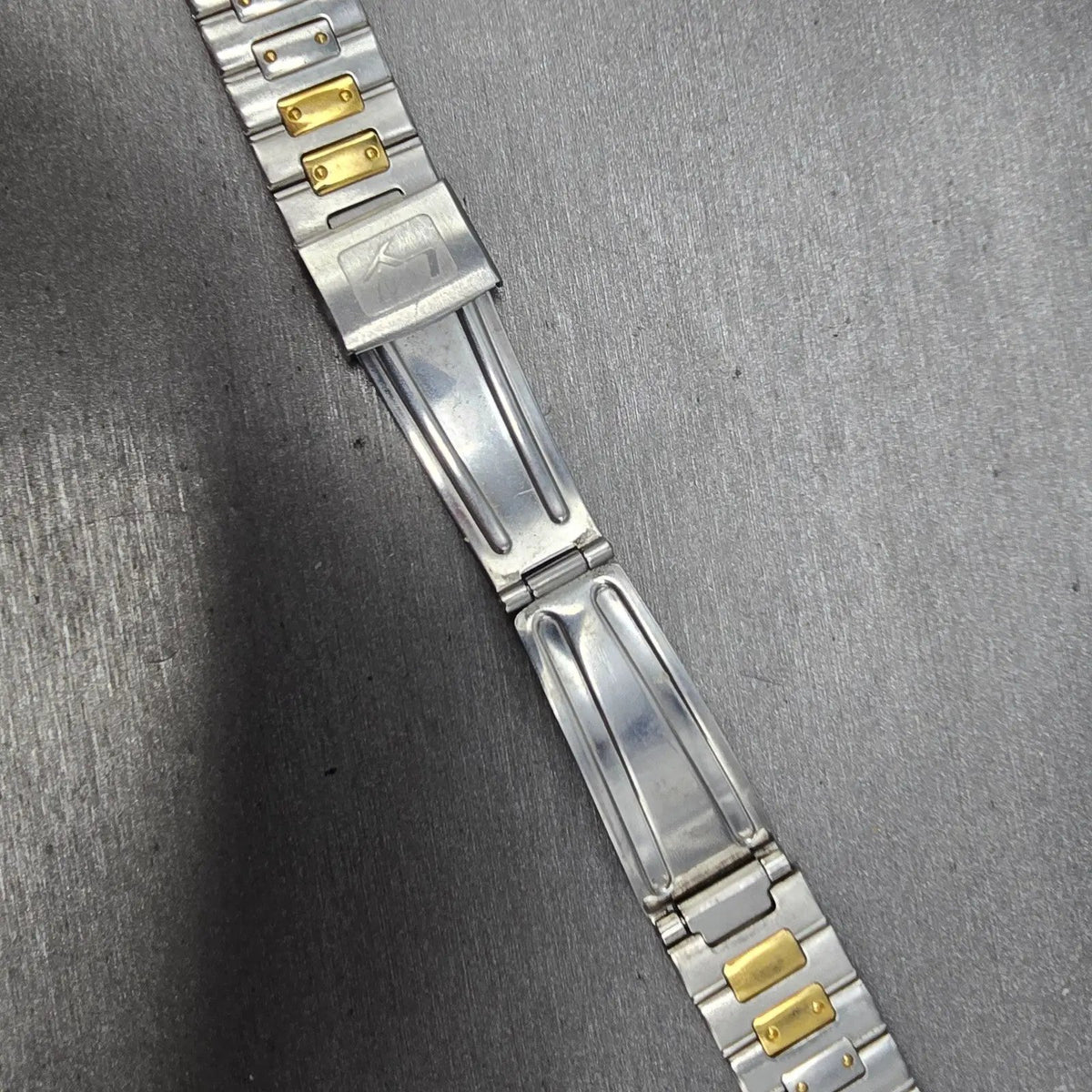 Seiko Landy Bracelet 18mm Stainless Steel Two Tone Folding Clasp VTG Japan14