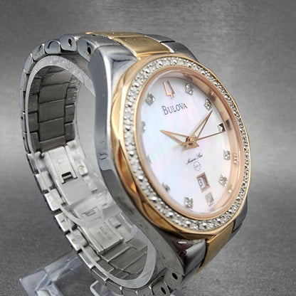 Bulova Marine Star Watch Women 30mm MOP Dial Two Tone Date Diamonds 98W11 NewBat3