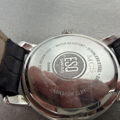 ESQ Watch Men 37mm White Dial Silver Tone Date Round E5349 PARTS10